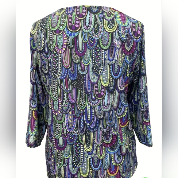 Paisley Pullover Shirt BOHO  4XL PLUS V-neck - Picture 2 of 11